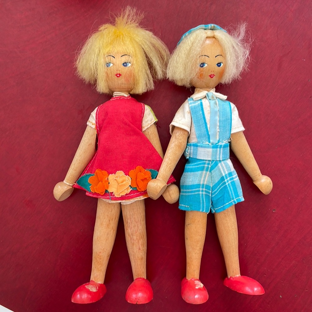 Vintage rare wood dolls